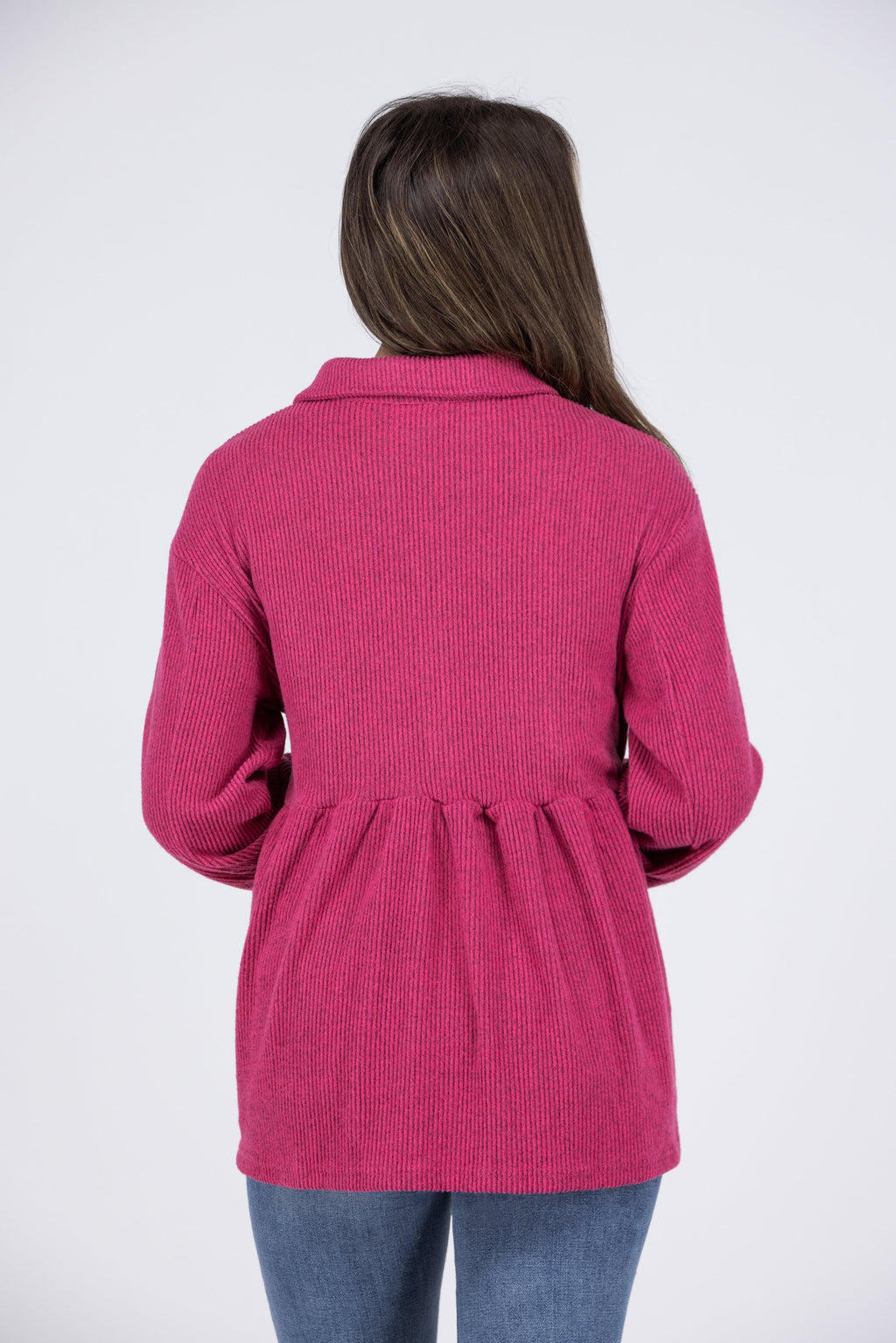 Just Like Old Times Women's Double Breasted PocketsLong Sleeve Top