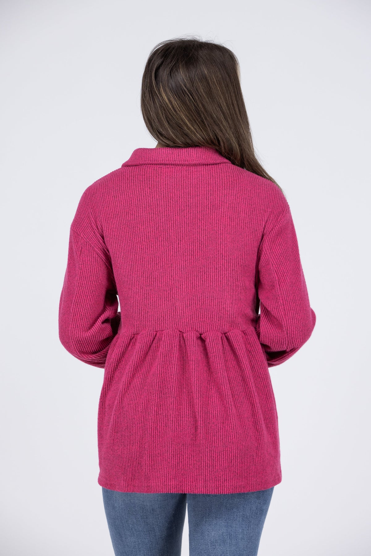 Just Like Old Times Women's Double Breasted PocketsLong Sleeve Top