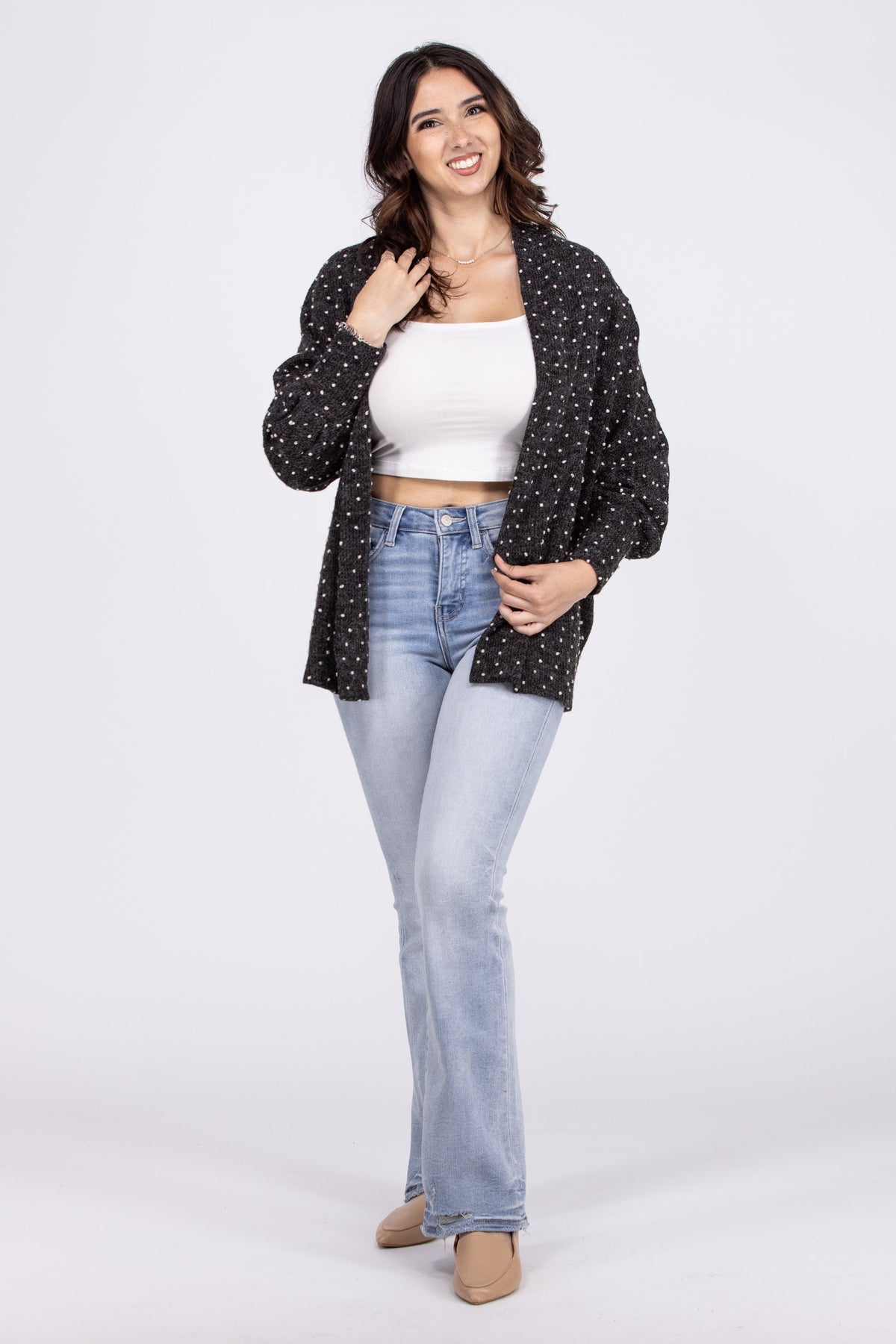 Like a Star in the Sky Women's Dotted Open Front Cardigan