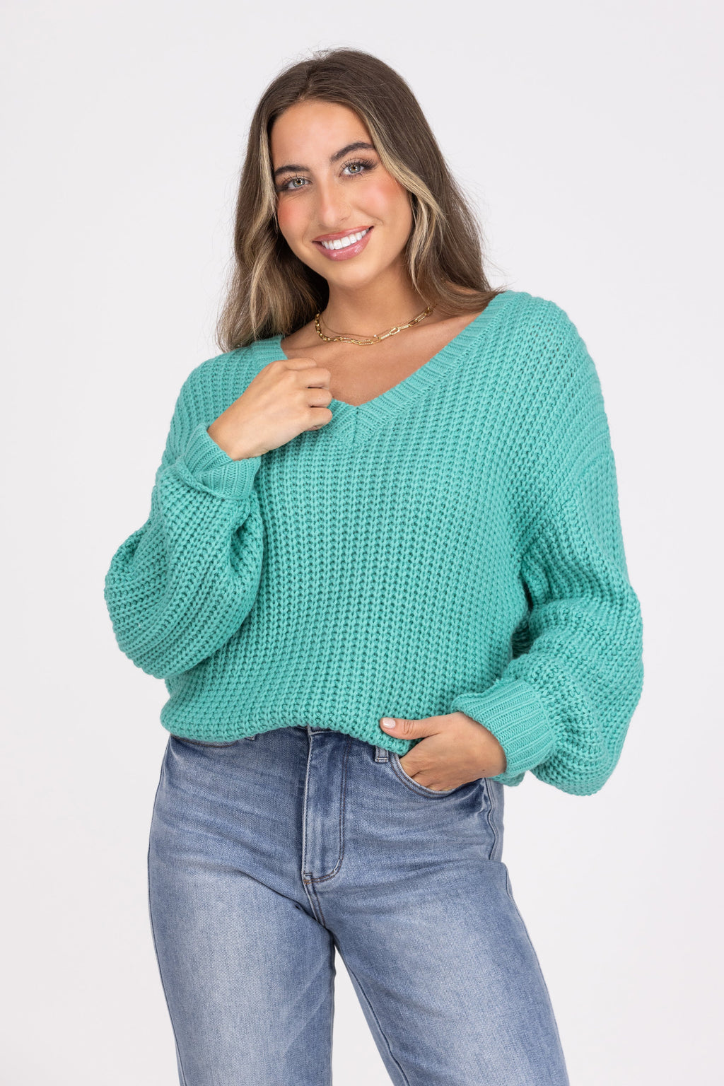 Pretty Sweet Women's Lightweight Knit Balloon Sleeve Sweater