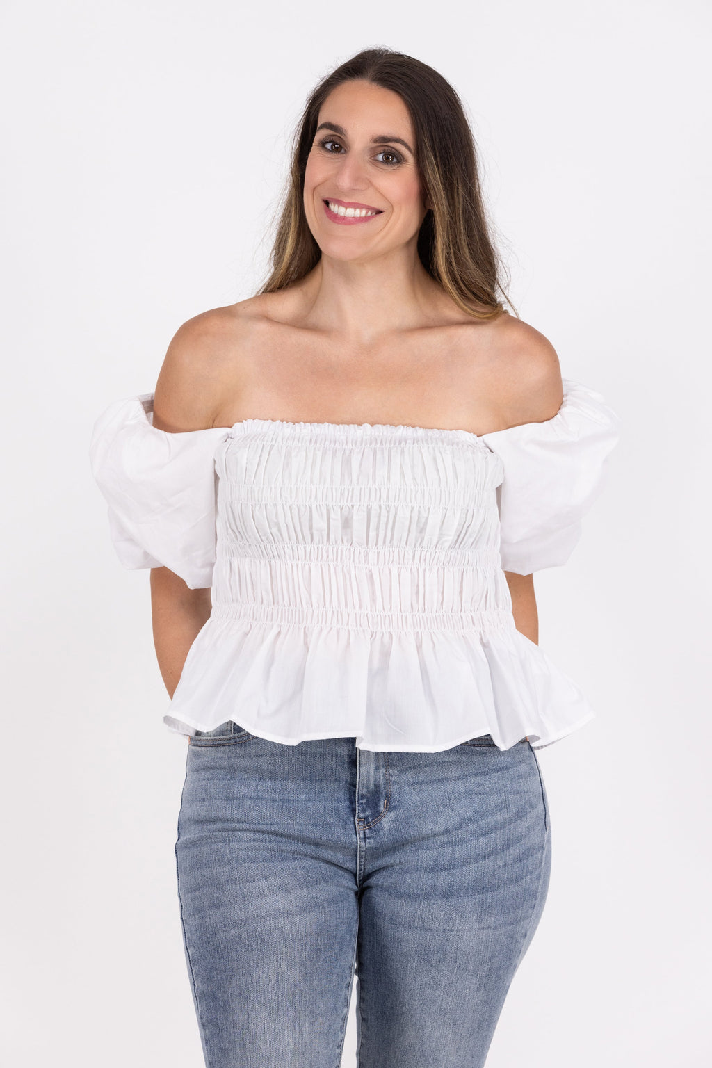 Take Me Back In Time Women's Smocked Short Sleeve Top