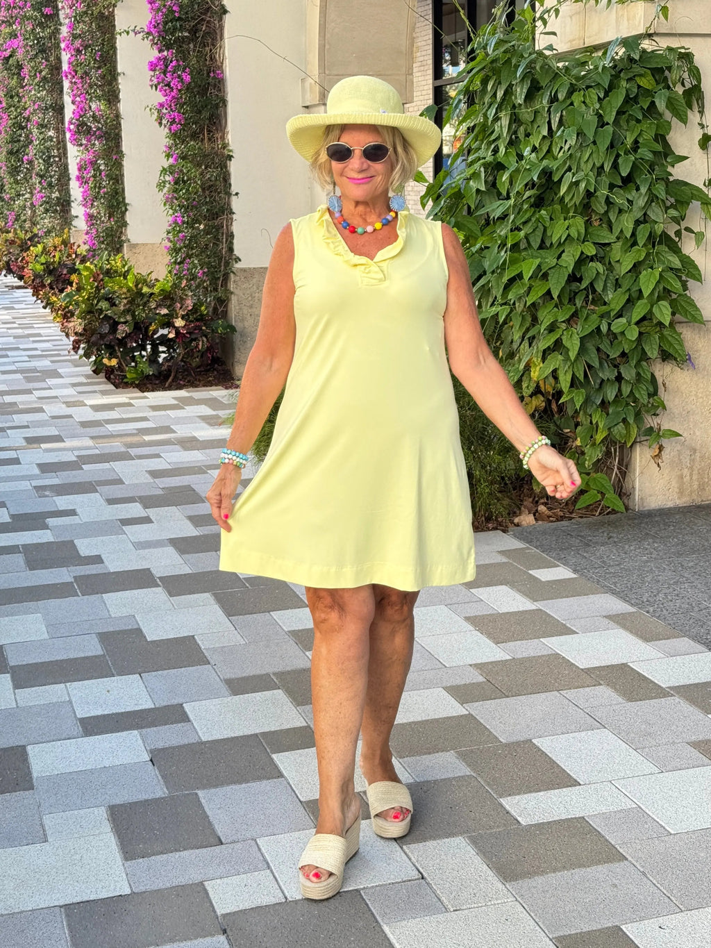 LULU-B SOLID SUNSHINE RUFFLE DRESS