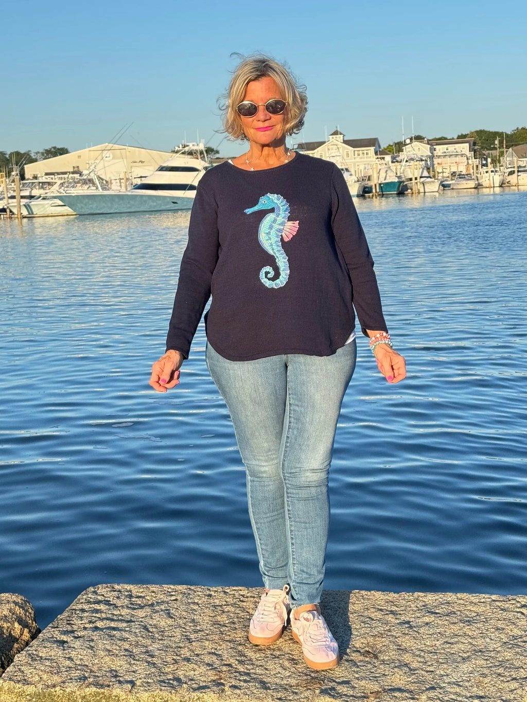 LULU-B NAVY SEAHORSE SWEATER