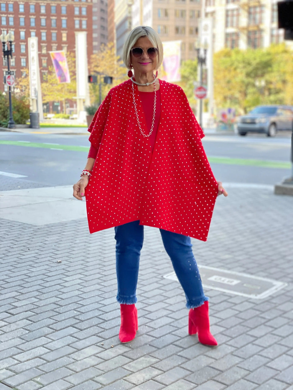 HOLIDAY RED BLING CAPE
