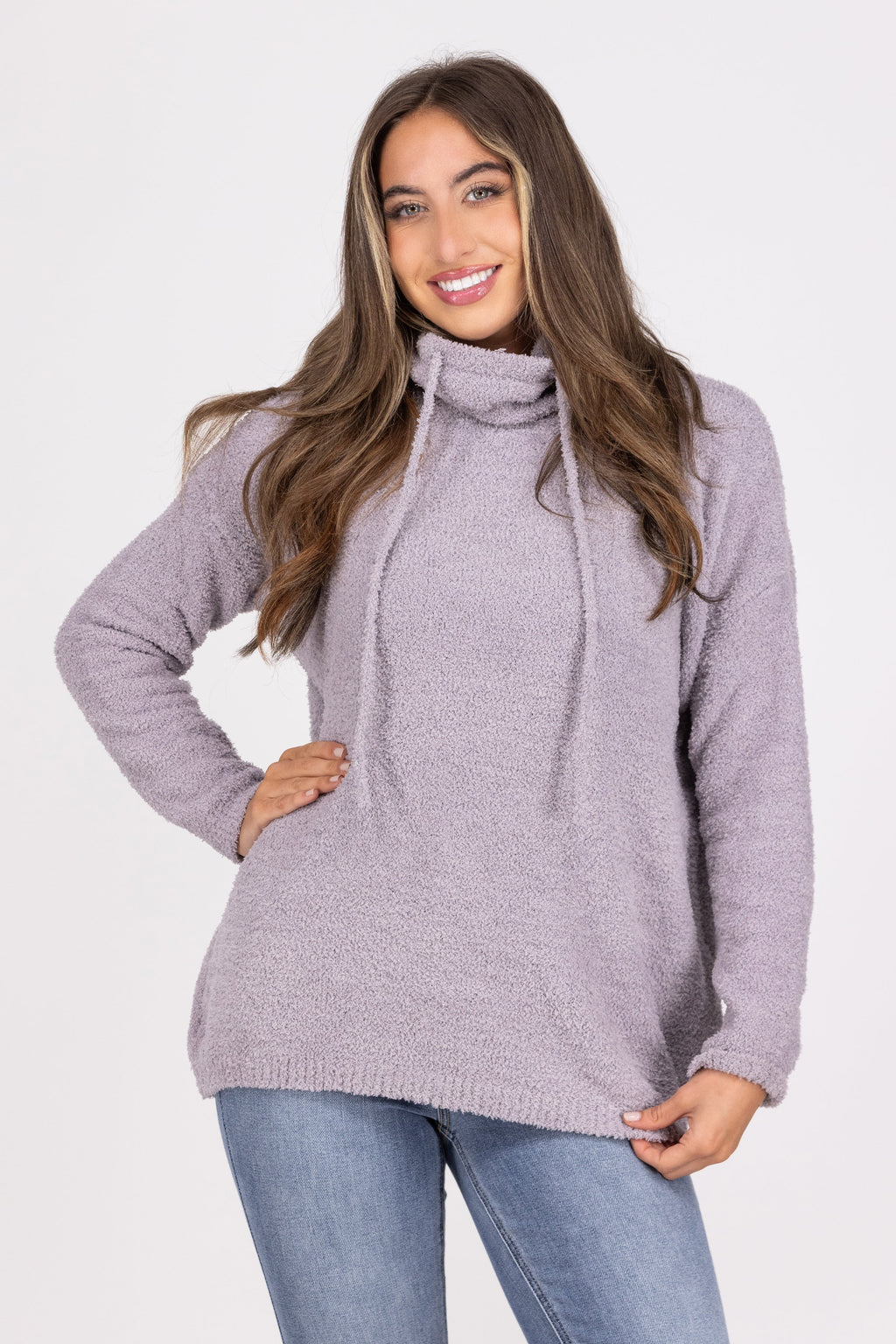 Make It True Women's Turtle Neck Boucle Knit Sweater