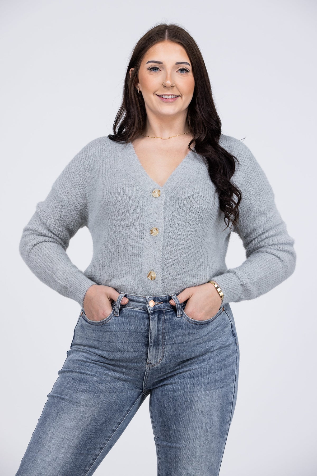 Doing Something Right Women's Soft V-Neck Long Sleeve Cardigan