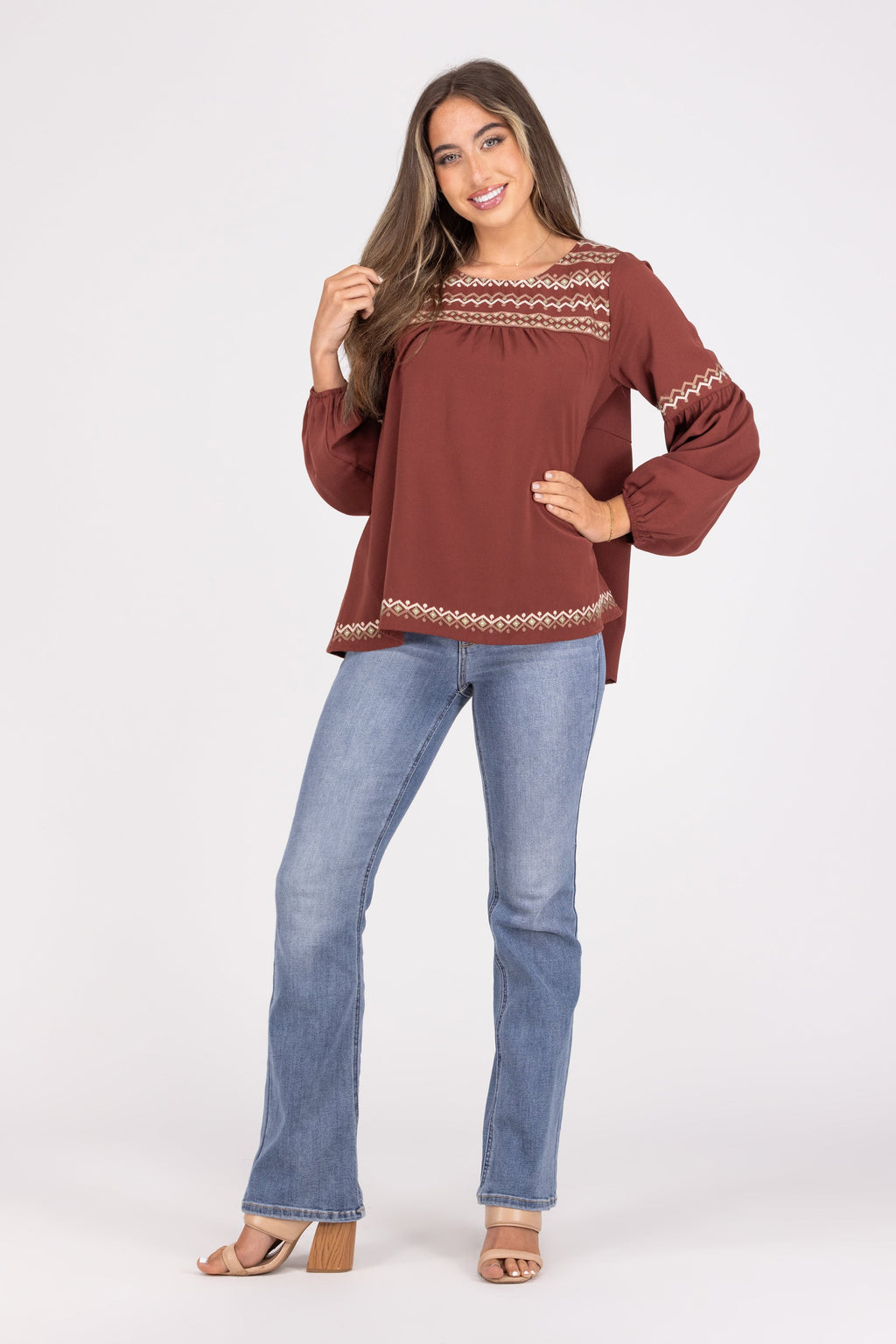 Busy Now Women's Flared Long Sleeve Top