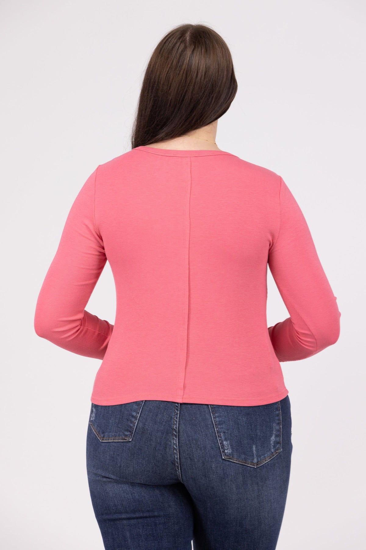 Won't Say it Twice Women's Ribbed Henley Long Sleeve Top
