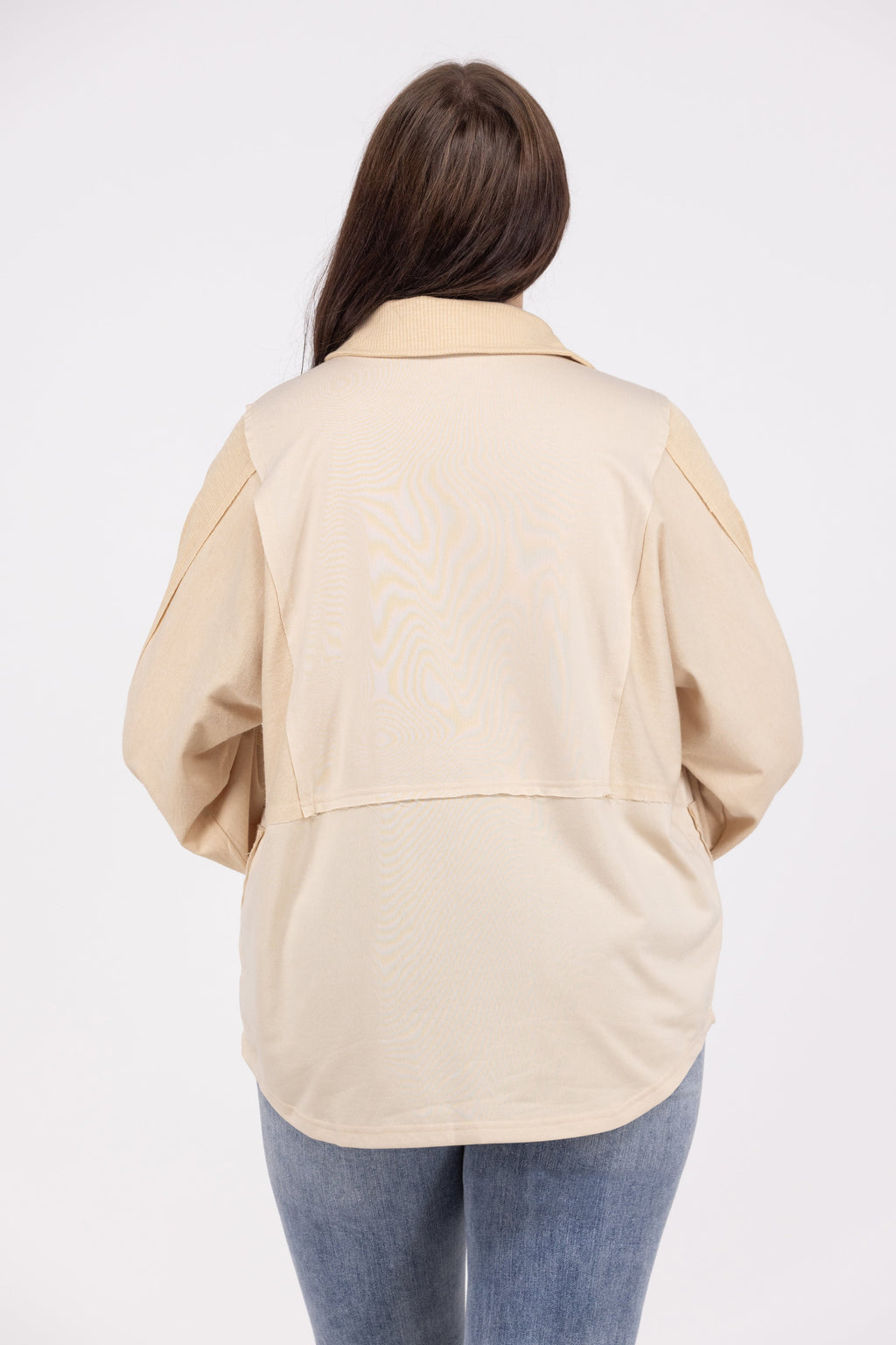 Pocketful Of Contrast Women's 1/2 Button Down Long Sleeve Top