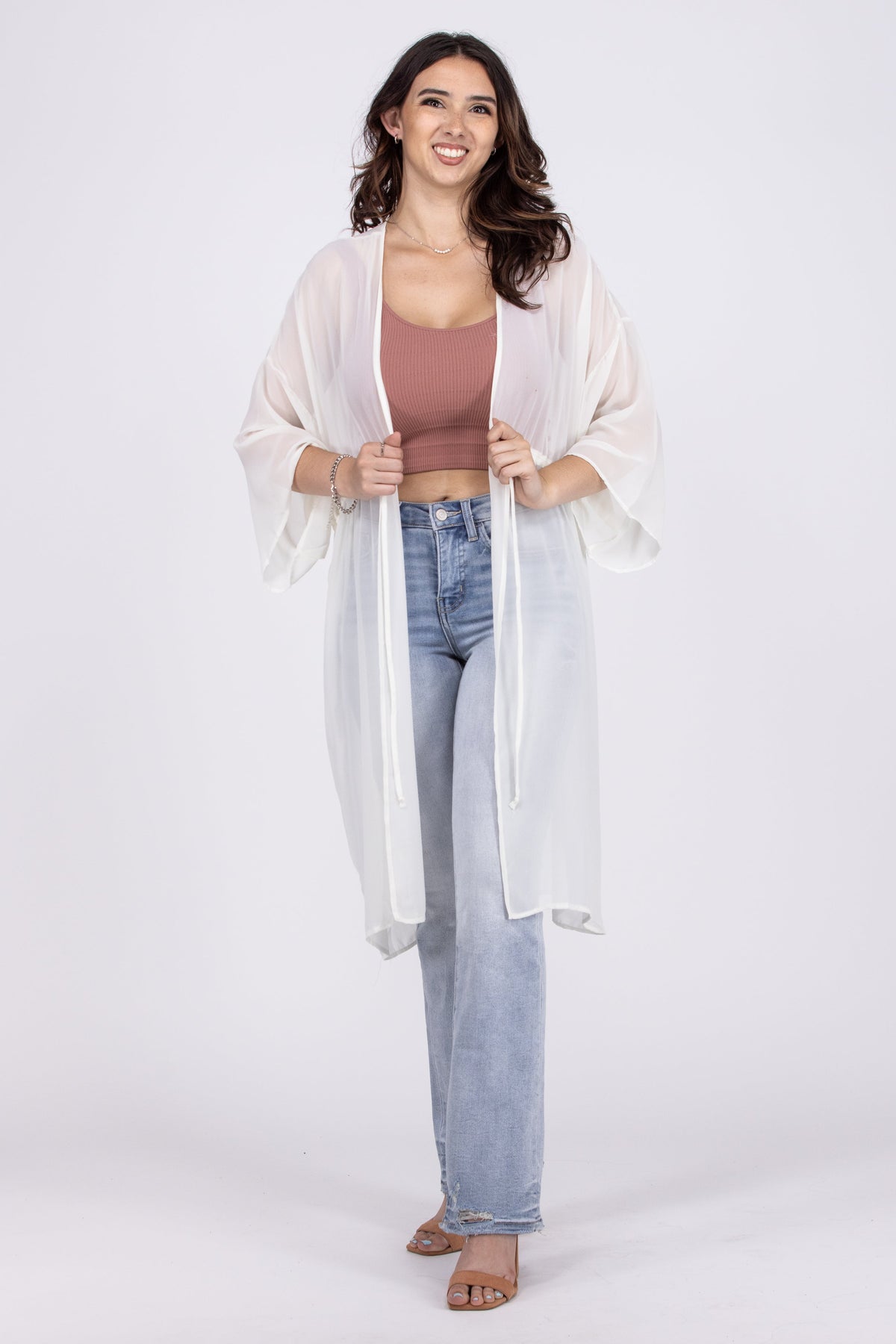 Make Me Feel Special Women's Sheer Front Tie Kimono