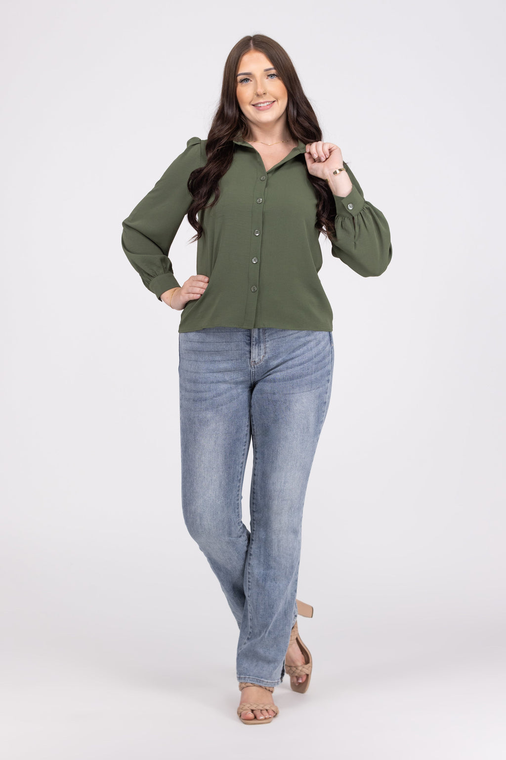 Lets Work It Women's Lightweight Button Down Top