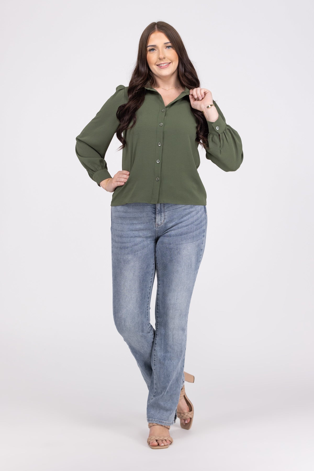 Lets Work It Women's Lightweight Button Down Top