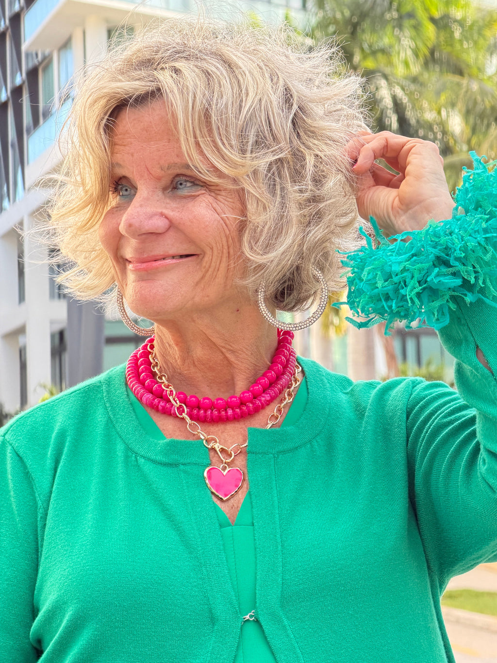 LULU B GREEN CASHMERE FRINGE