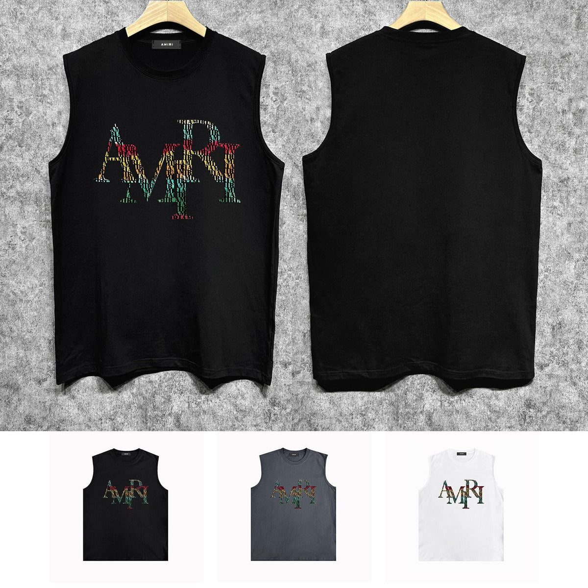 Amiri tank top rainbow letter printing