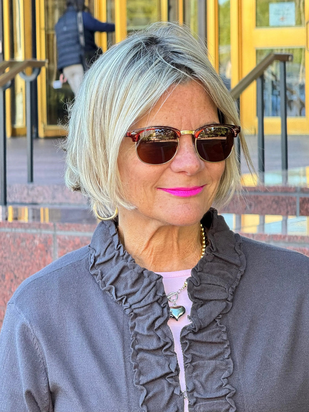 LULU-B ROUGED CHARCOAL CARDIGAN