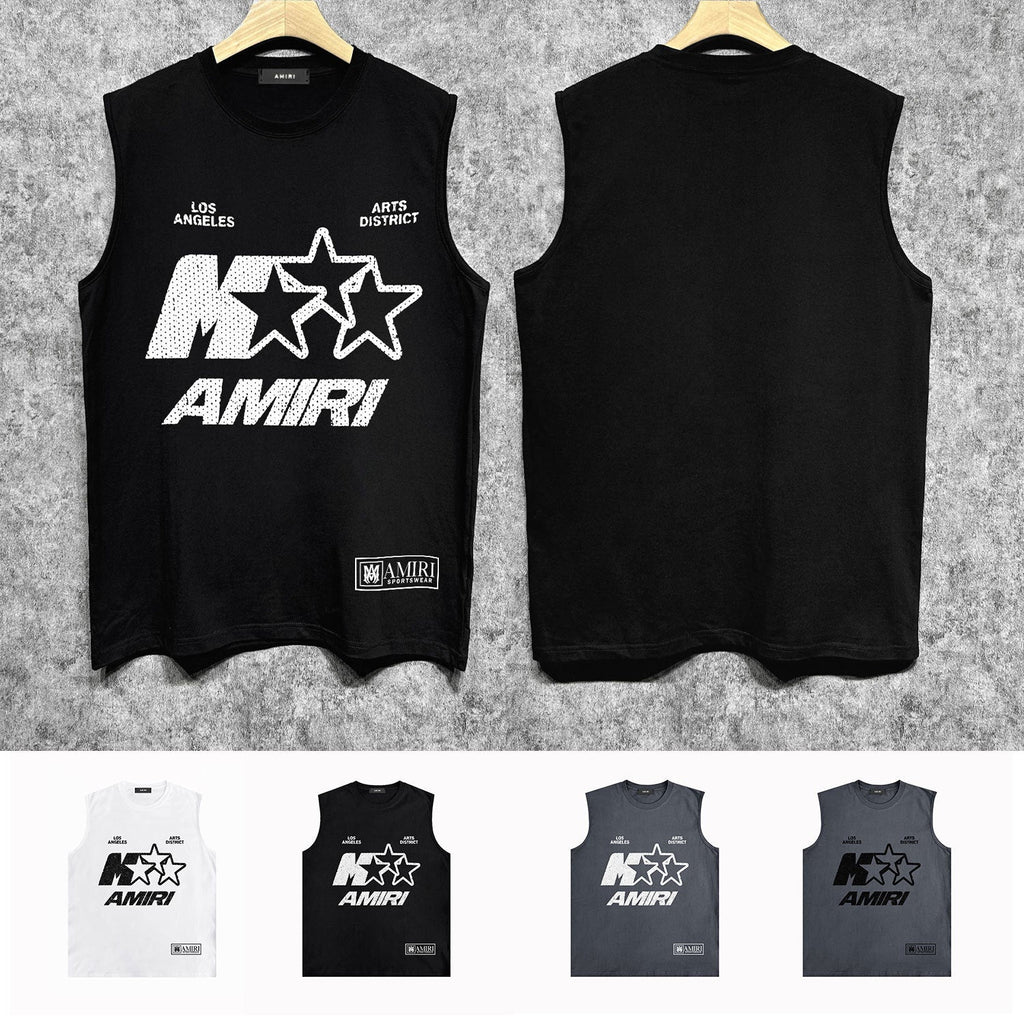 Amiri tank top five-pointed star mottled letterprinting