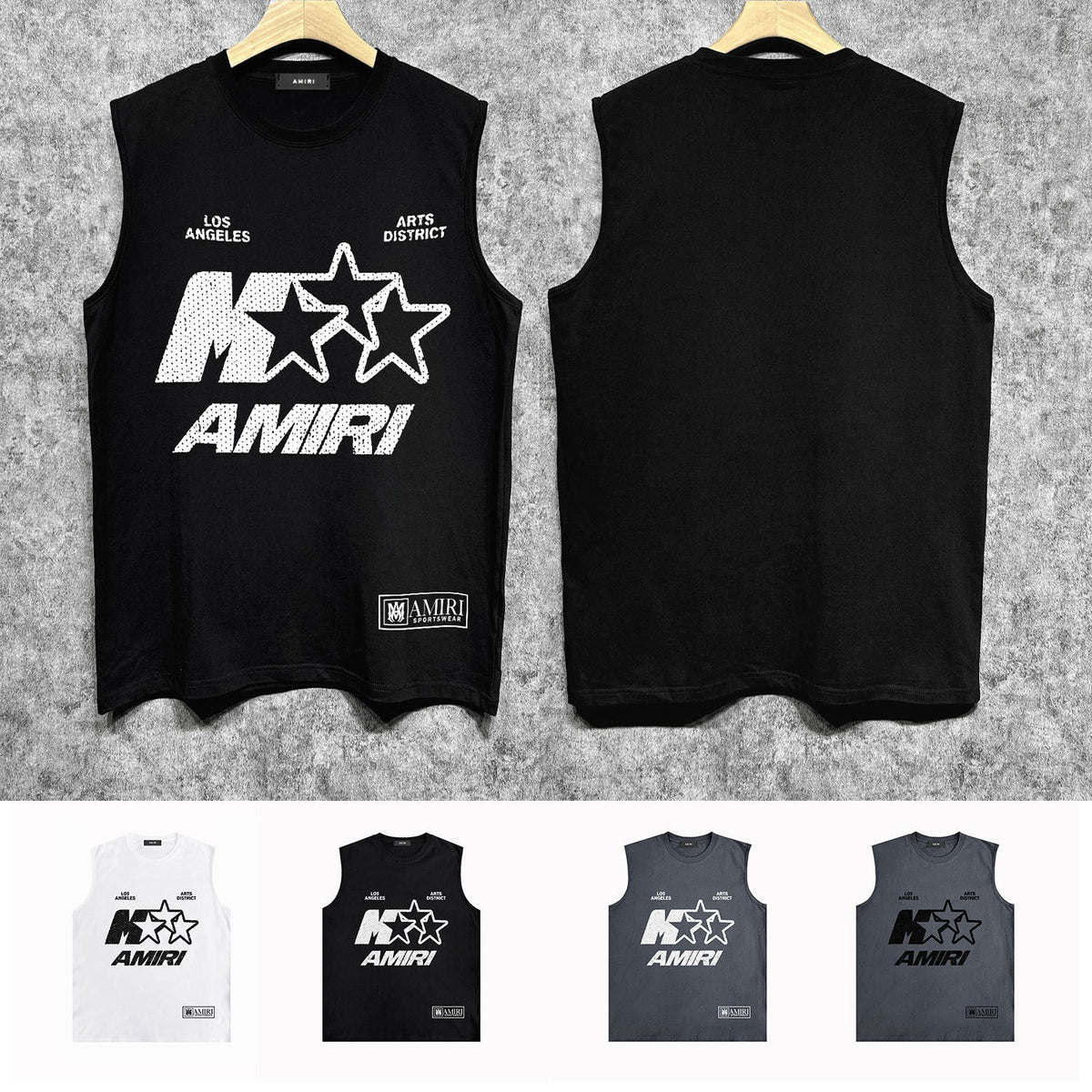 Amiri tank top five-pointed star mottled letterprinting