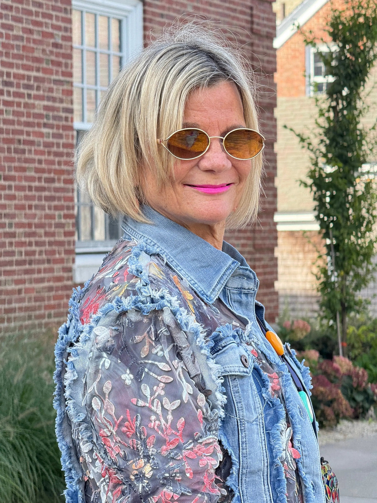 Ethyl Denim & Floral Insert Coat - Virtue