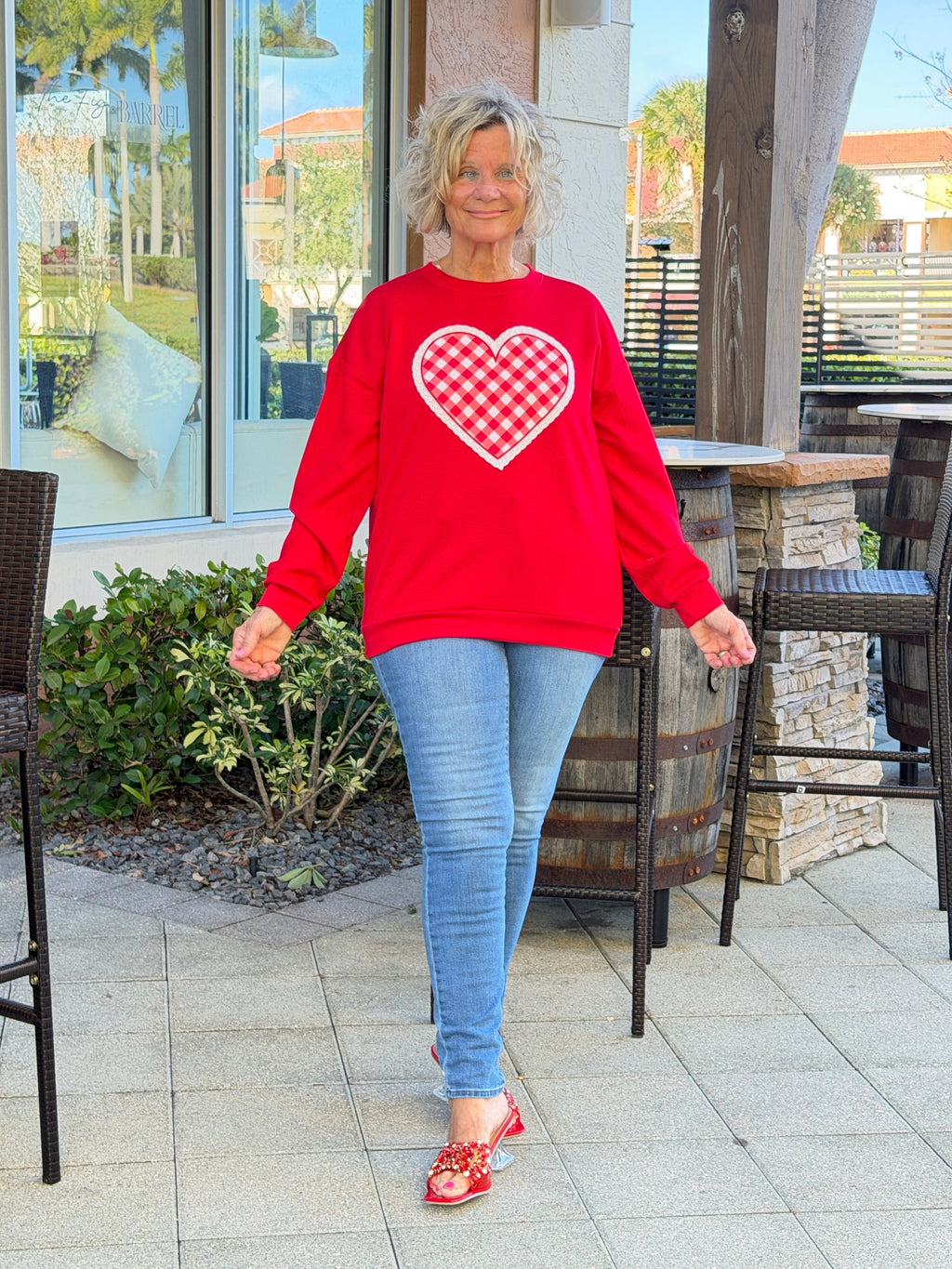 Gingham Heart Luxe Pullover