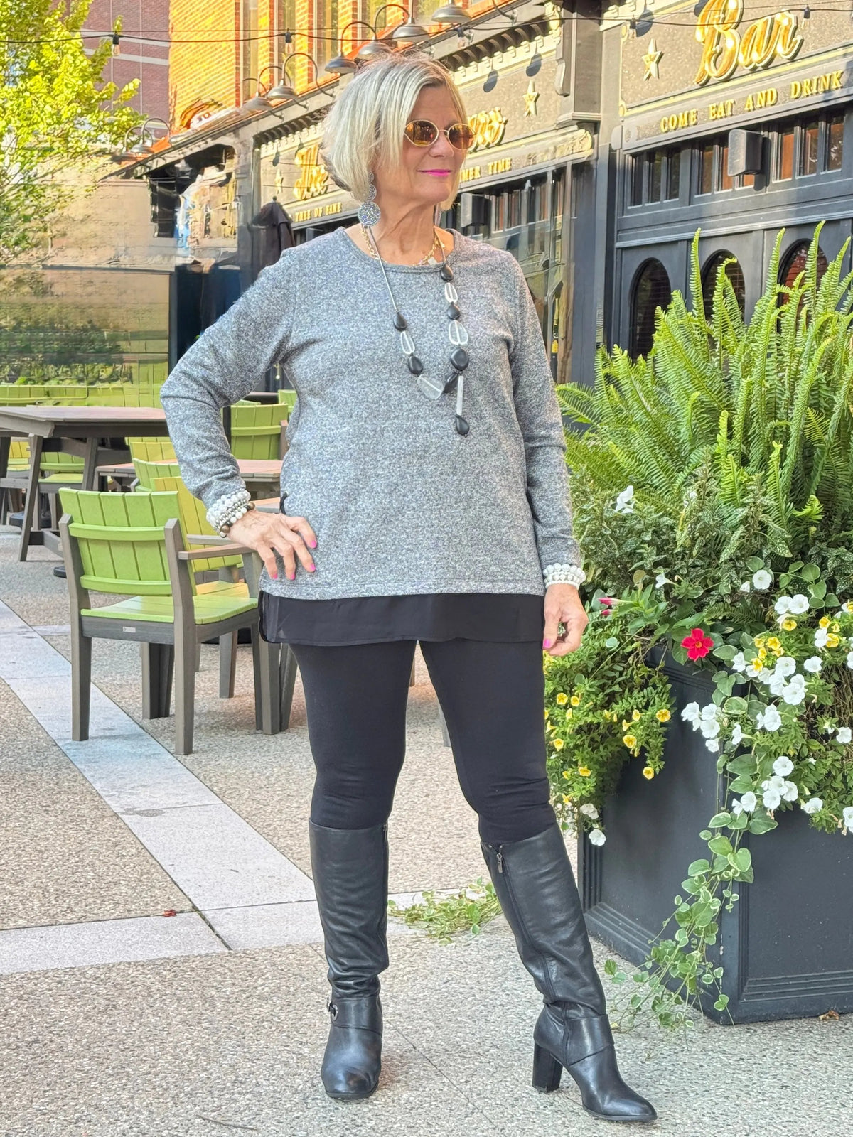 Crisscross Tunic with Sheer Hem