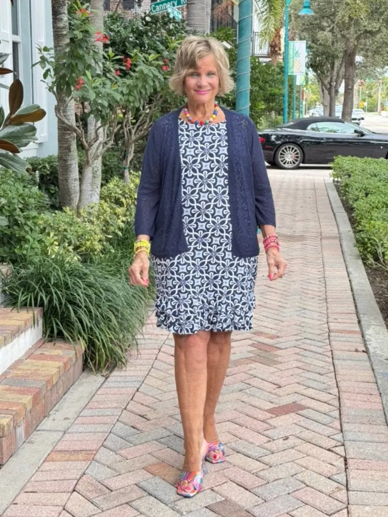 LULU-B BRIGHTEN BLUE SHIFT RUFFLE DRESS