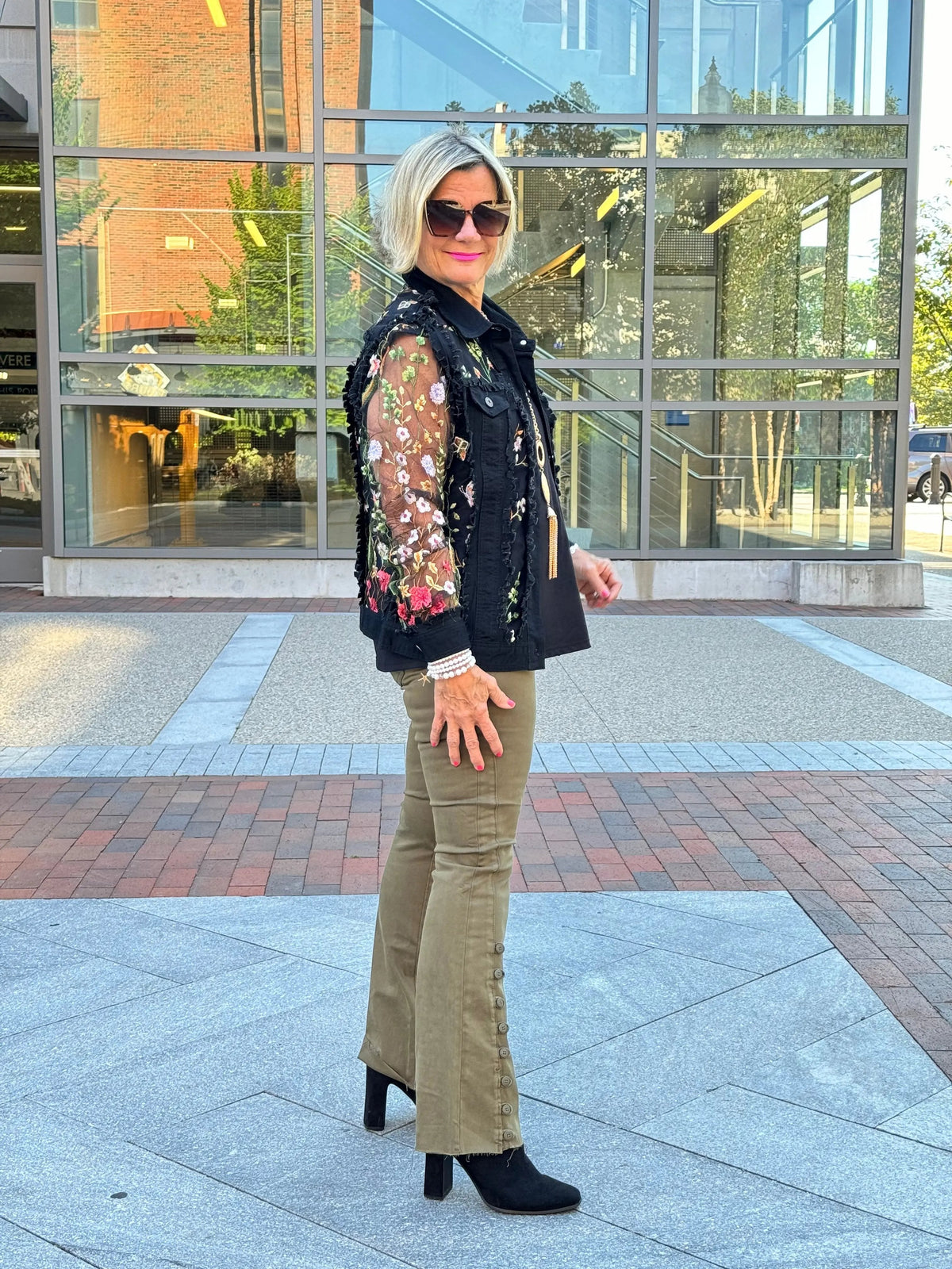 Ethyl The Long  Olive Lean Flair Jean - Elevated