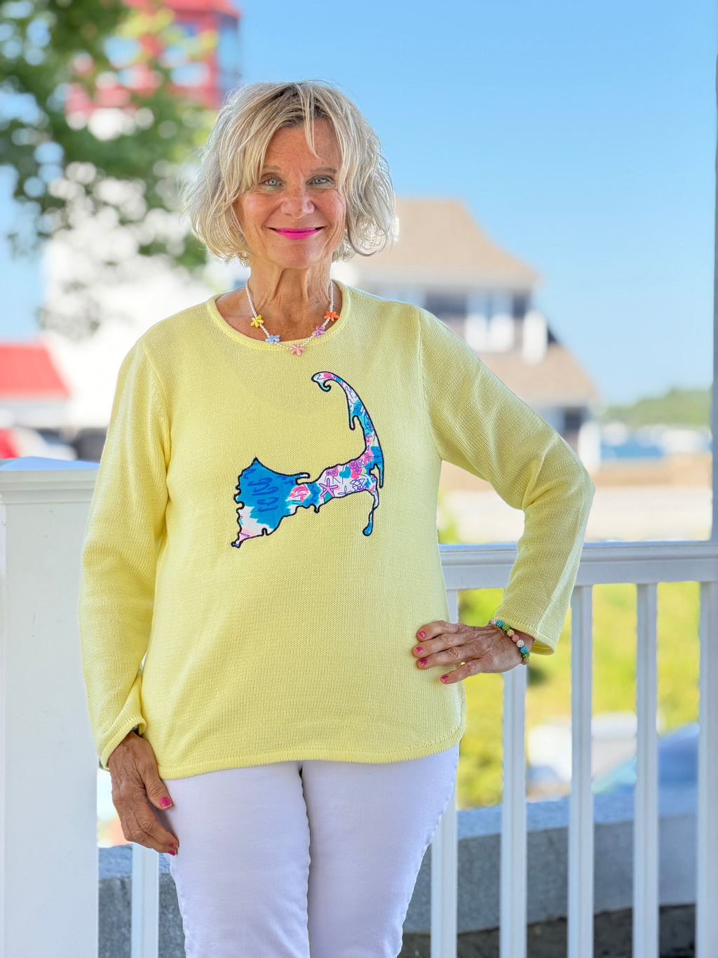 BEACH CLUB YELLOW CAPE COD MAP SWEATER