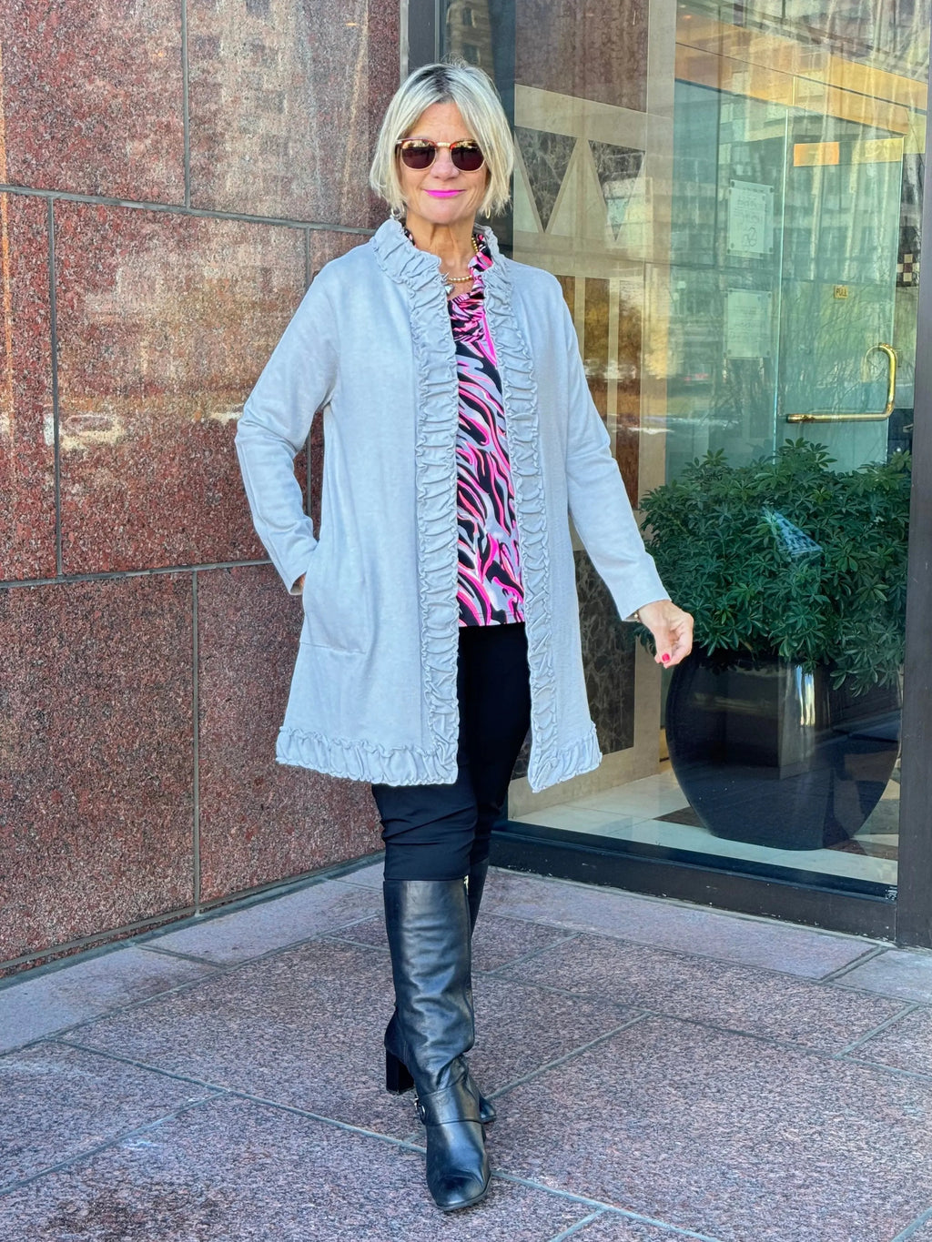 LULU-B ROUGED SILVER CARDIGAN