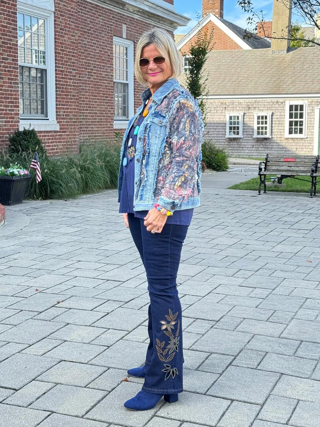 Ethyl Denim & Floral Insert Coat - Virtue