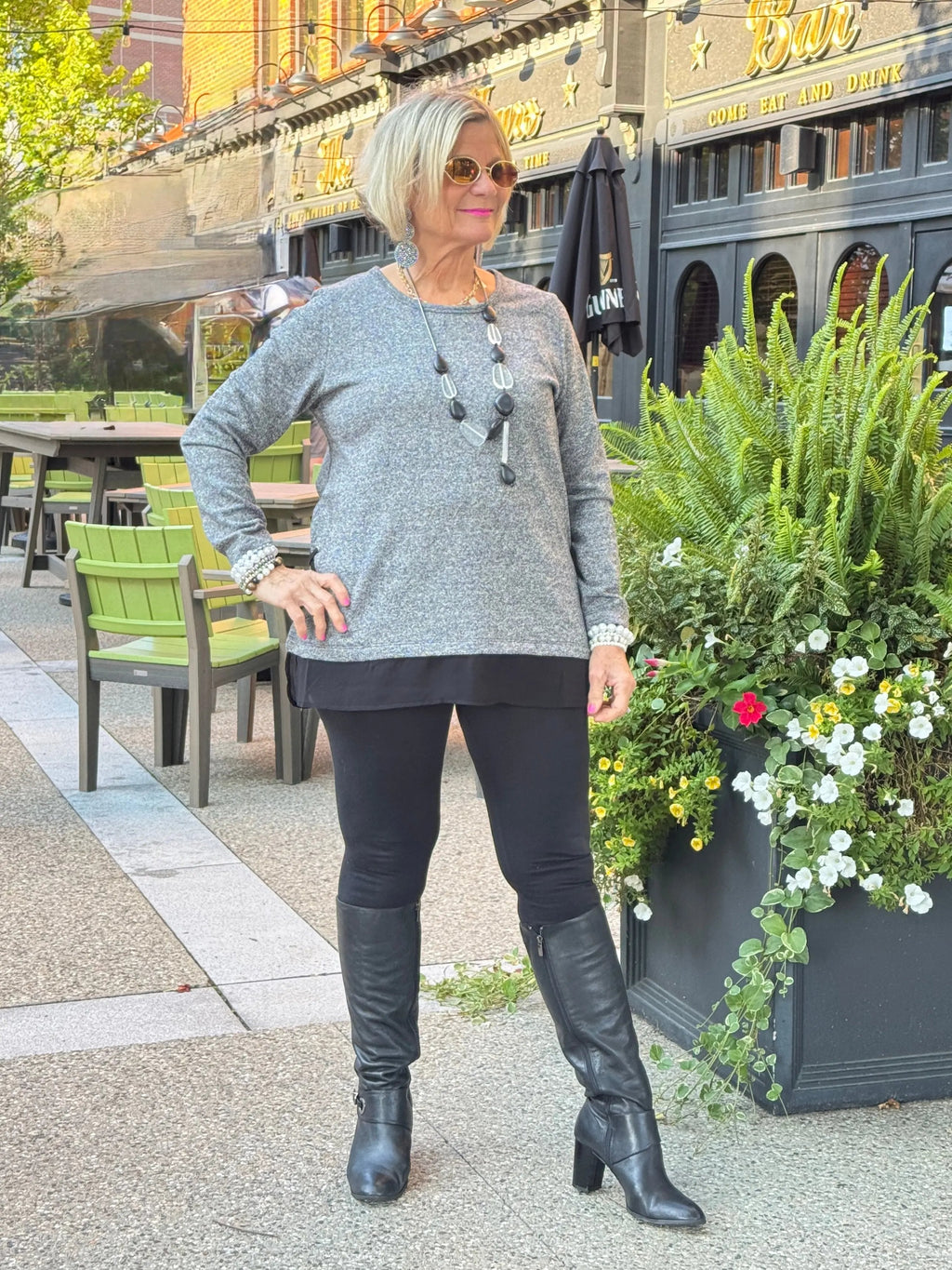 Crisscross Tunic with Sheer Hem