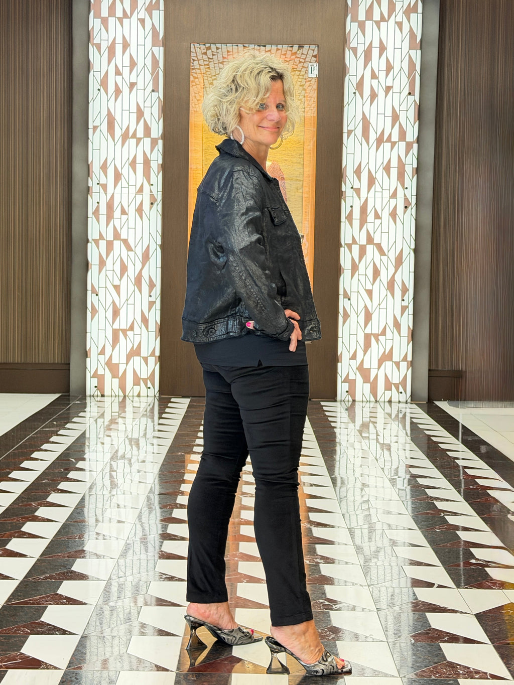 LULU B BLACK METALLIC JACKET