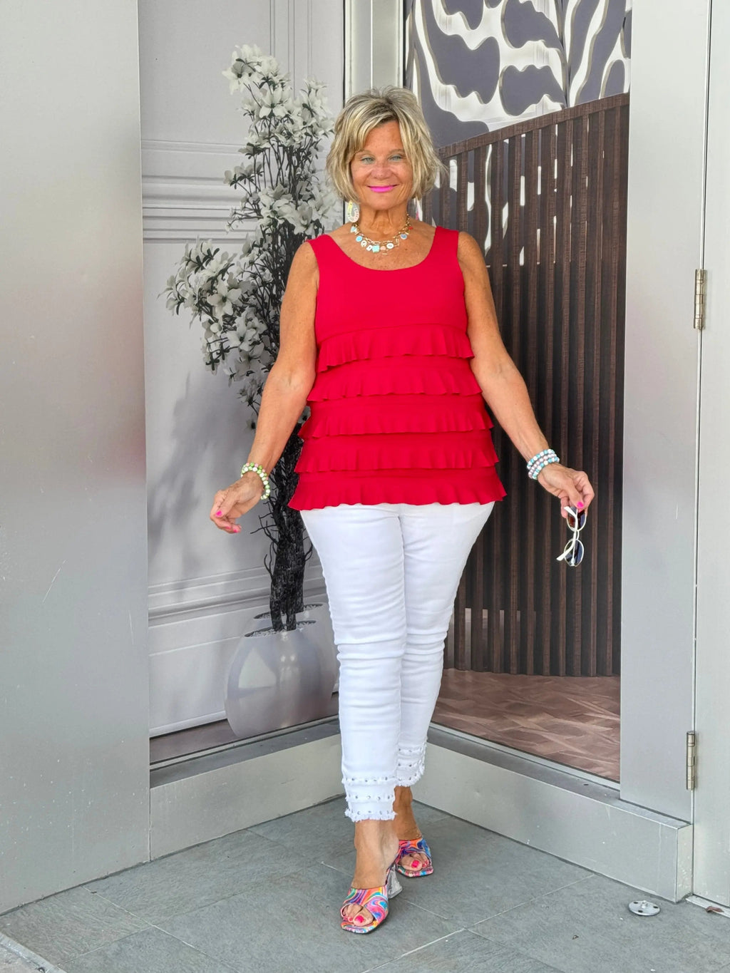 LULU-B CRIMSON RED CHA CHA TANK