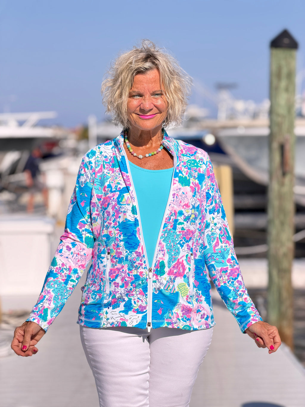 LULU-B PALM BEACH SPLASH FULL ZIPPER
