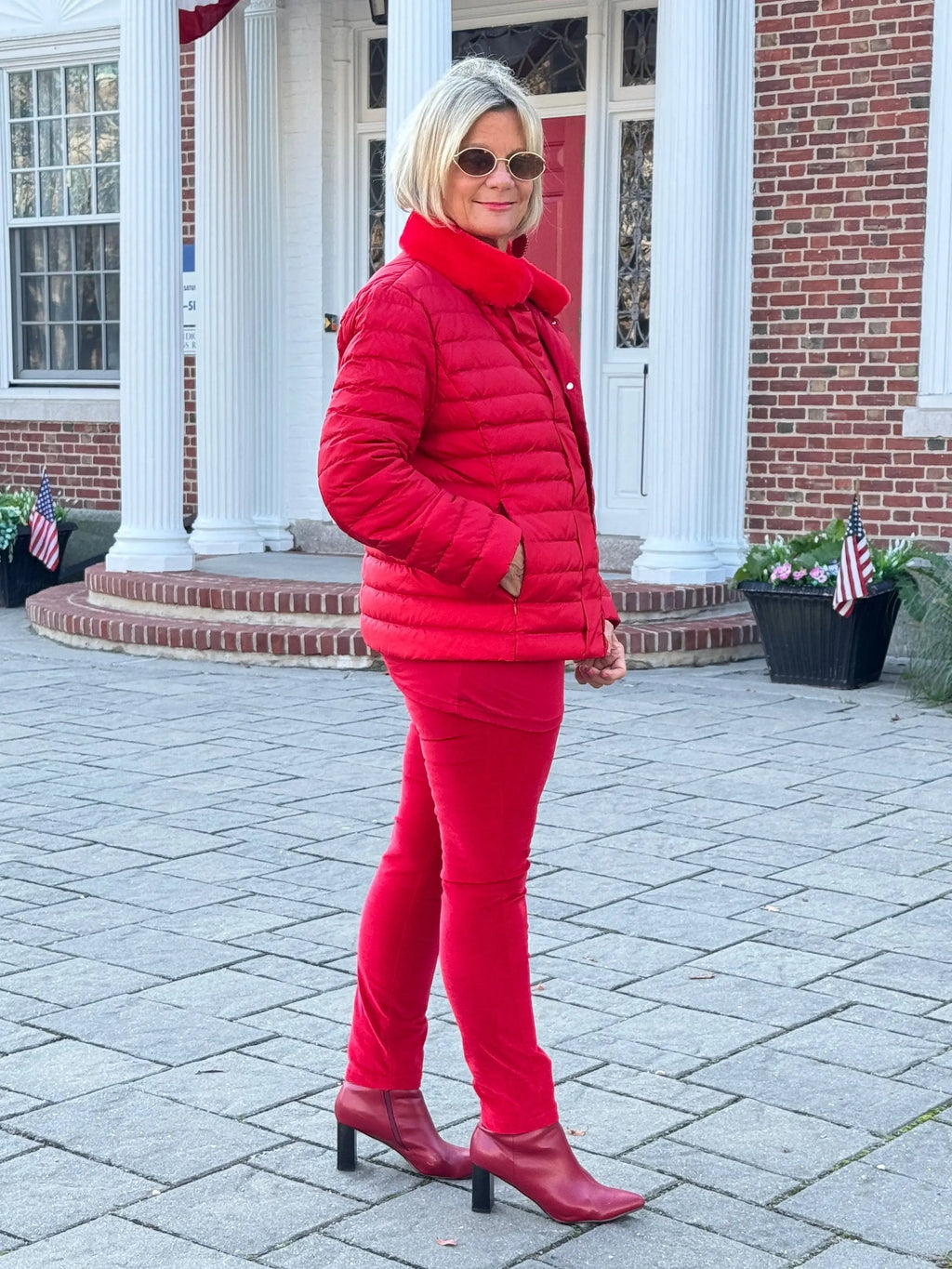 LULU-B PUFFER DOWN RED FAUX FUR JACKET