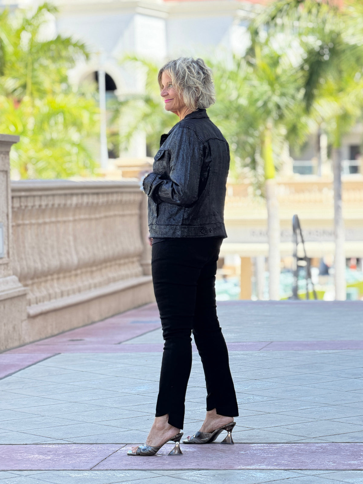 LULU B BLACK METALLIC JACKET