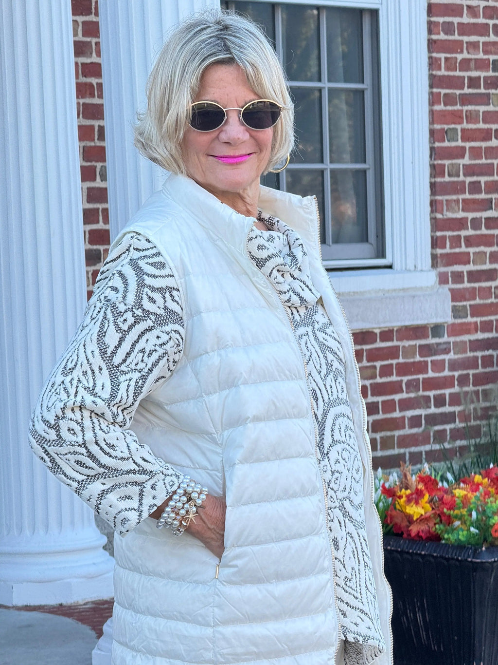 HOLIDAY IVORY JACQUARD TOP