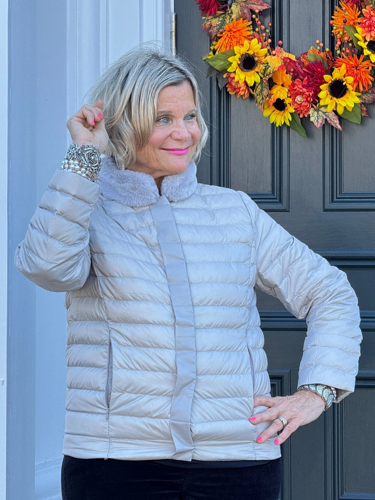LULU-B SILVER FAUX FUR JACKET