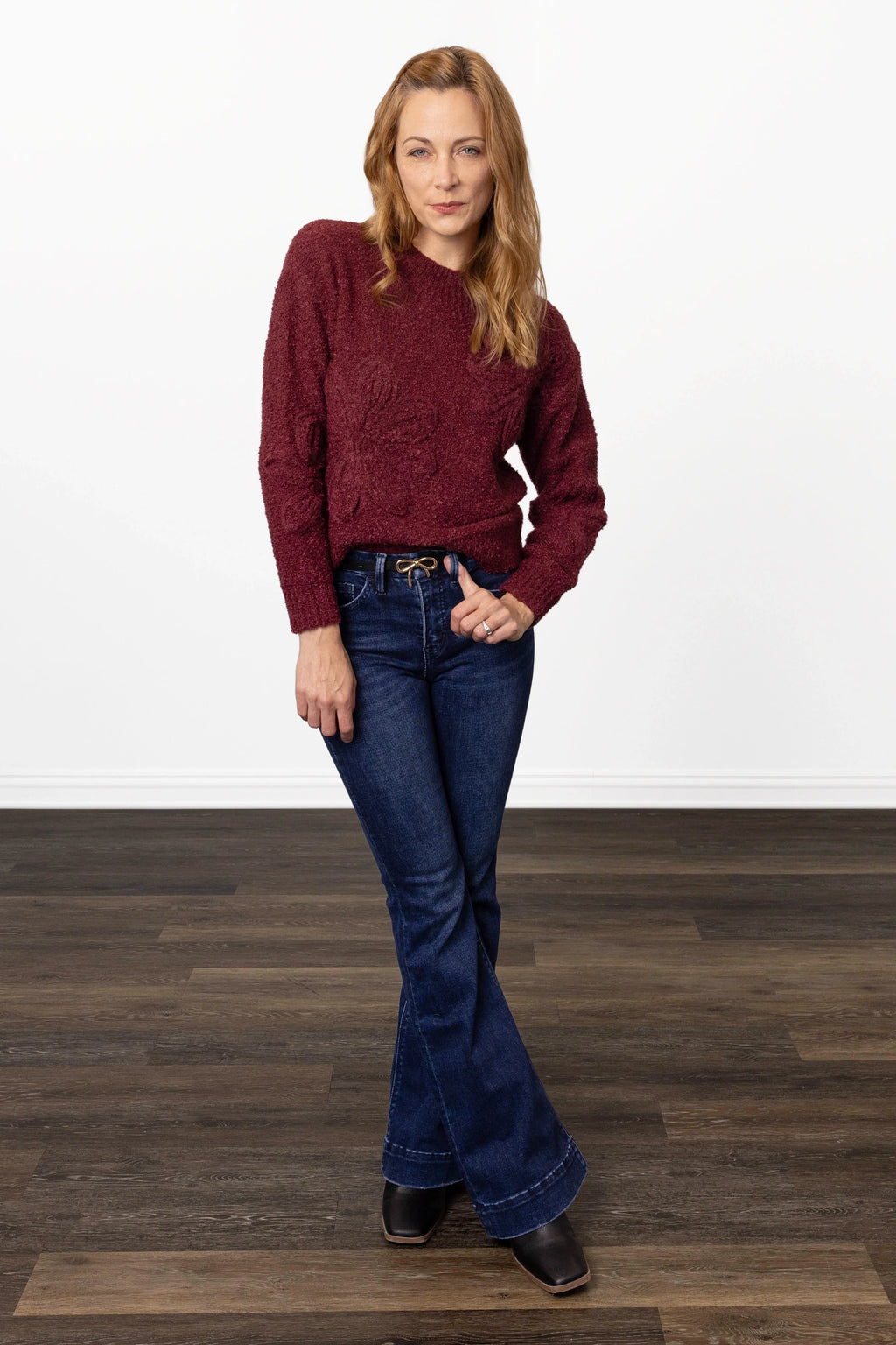 ALB Custom Women's Ribbed Neck Floral Sweater