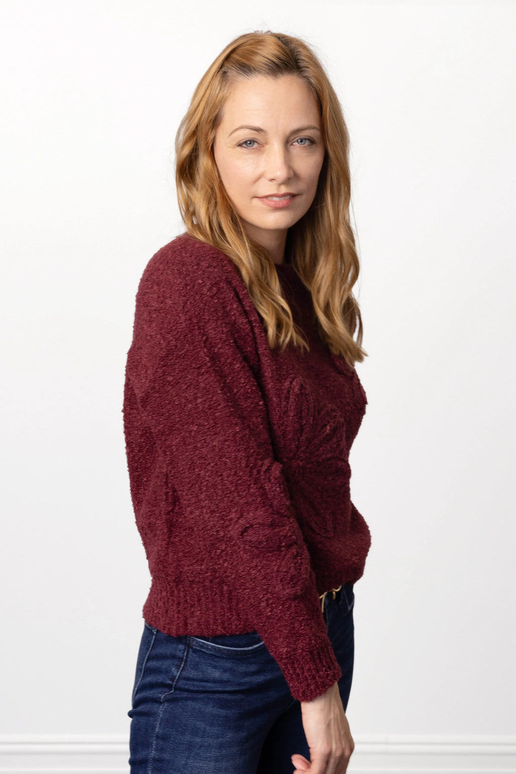 ALB Custom Women's Ribbed Neck Floral Sweater