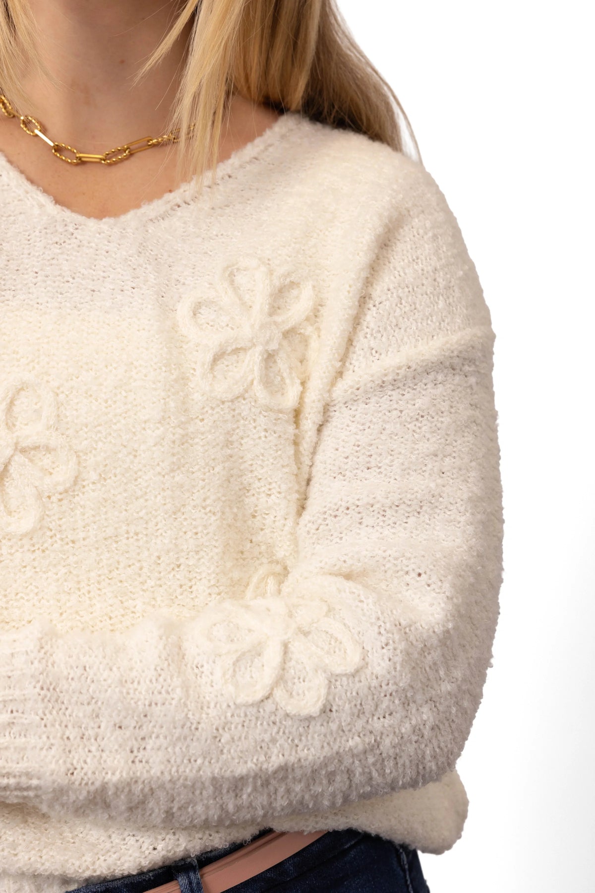 ALB Custom Women's V-Neck Floral Sweater