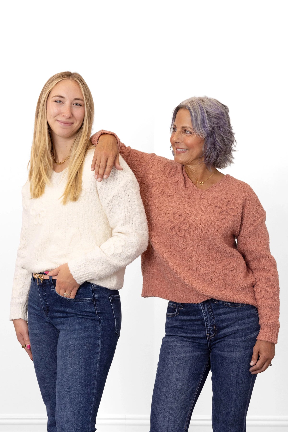ALB Custom Women's V-Neck Floral Sweater