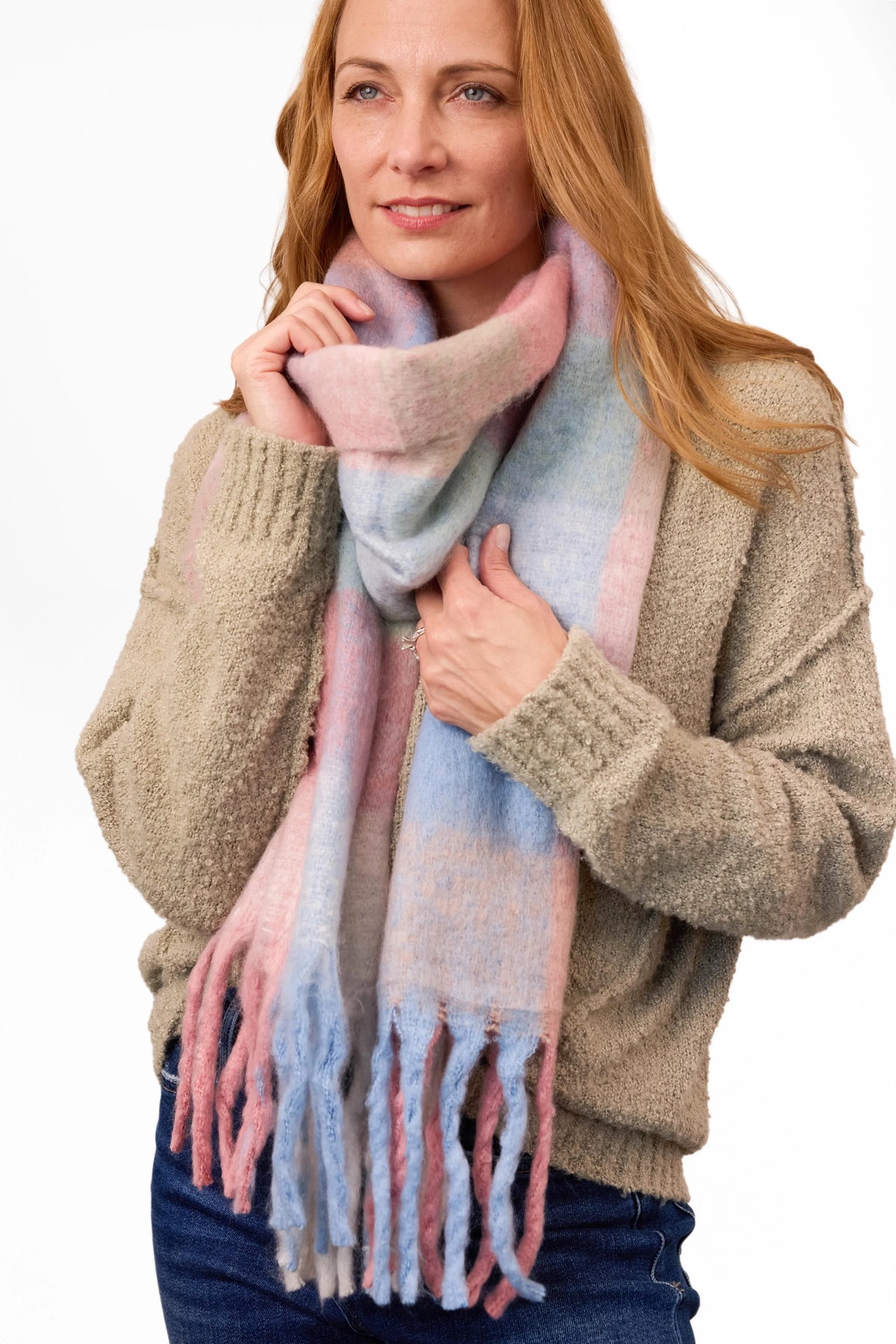 ALB Custom Women's Plaid Fleece Scarf