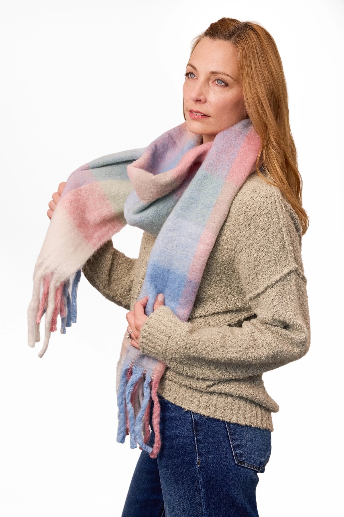 ALB Custom Women's Plaid Fleece Scarf