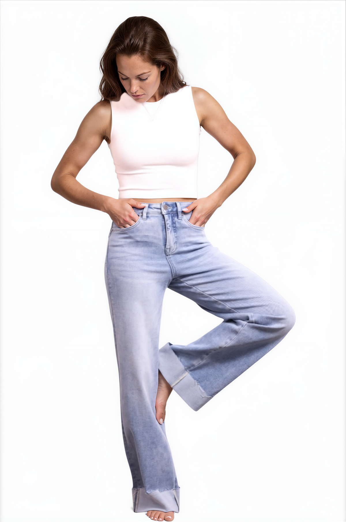 The Tarin High-Rise Tummy Control Cuffed Wide Leg Jeans - Three Inseams