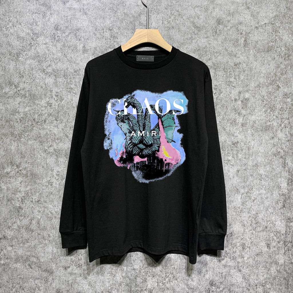 Amiri Long Sleeved Shirt Printed Trendy Pure Cotton