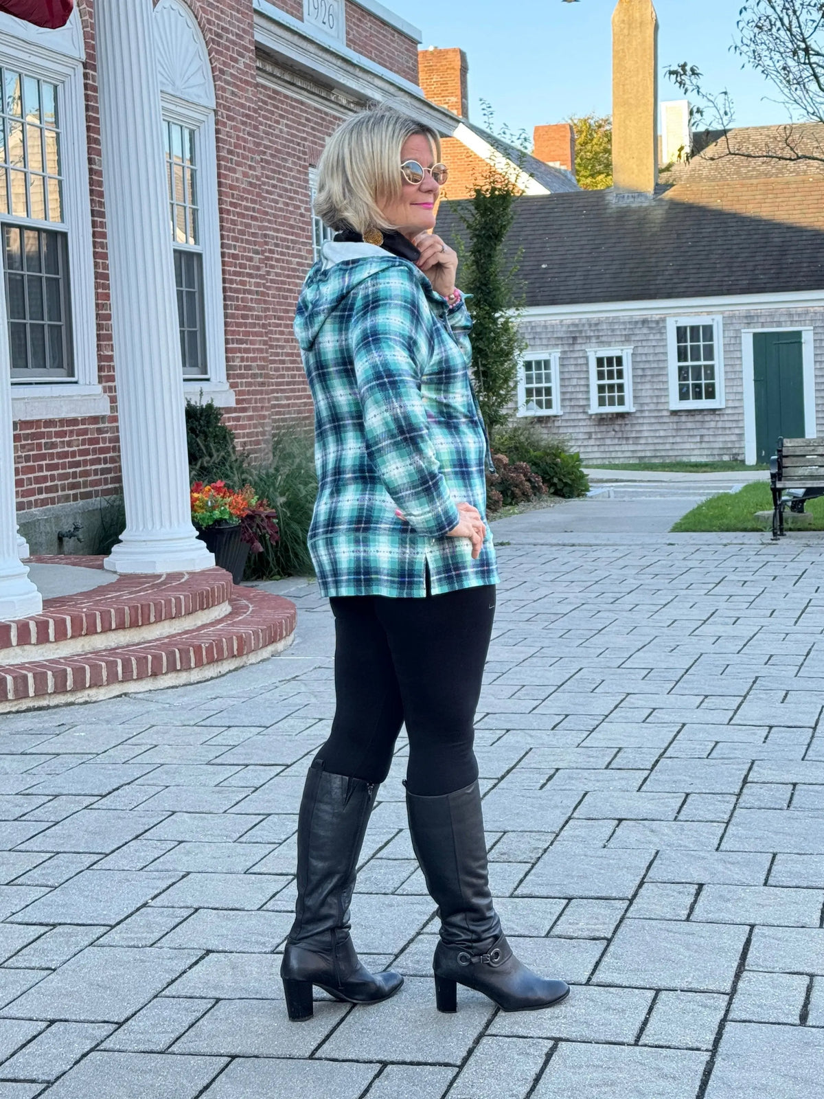 GREEN PLAID HOODIE