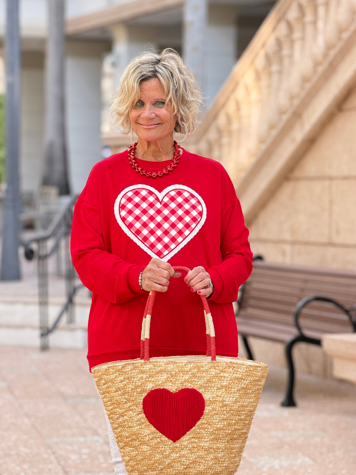 Gingham Heart Luxe Pullover