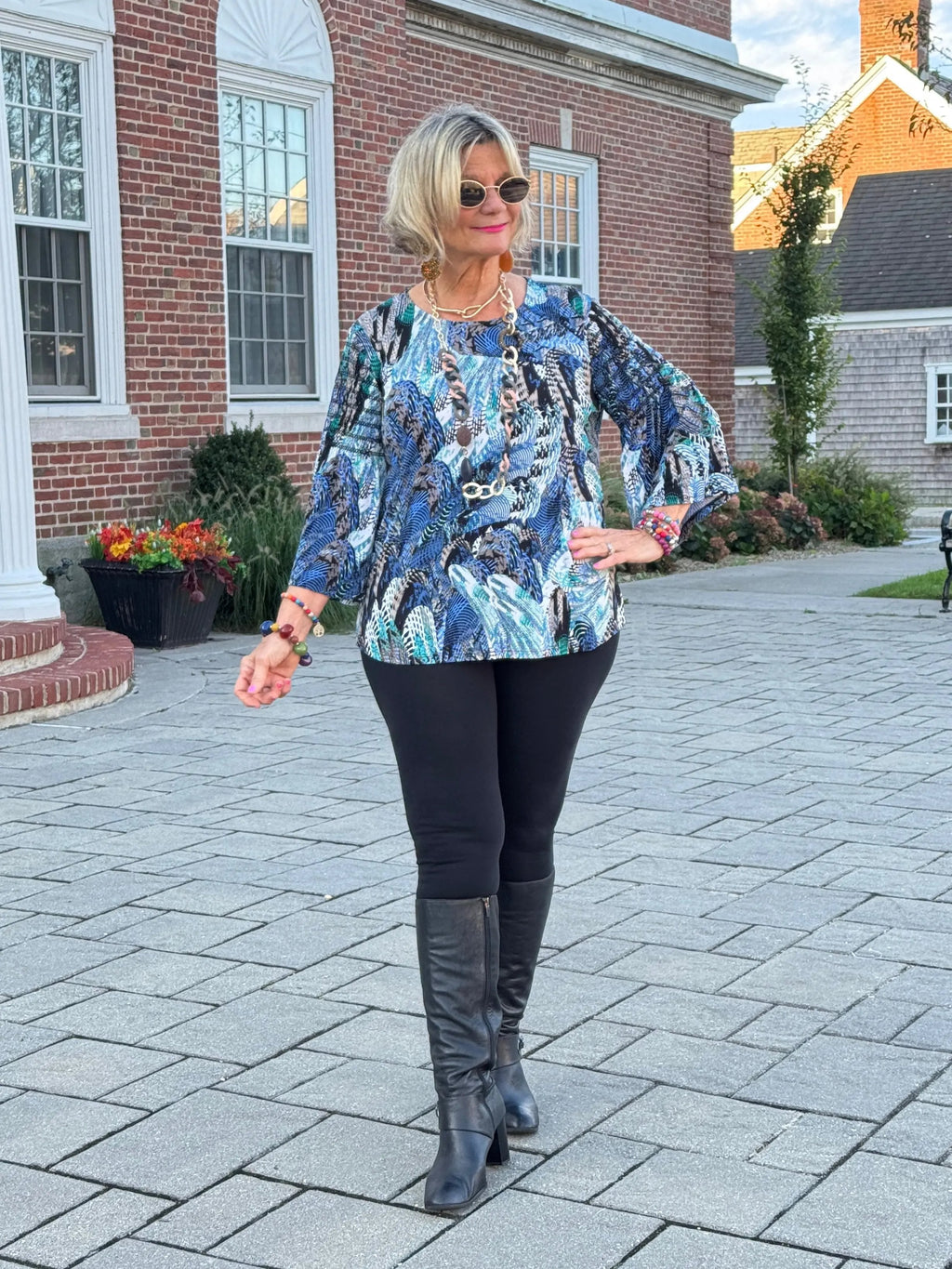 LEOPARD BLUE FASHION TOP