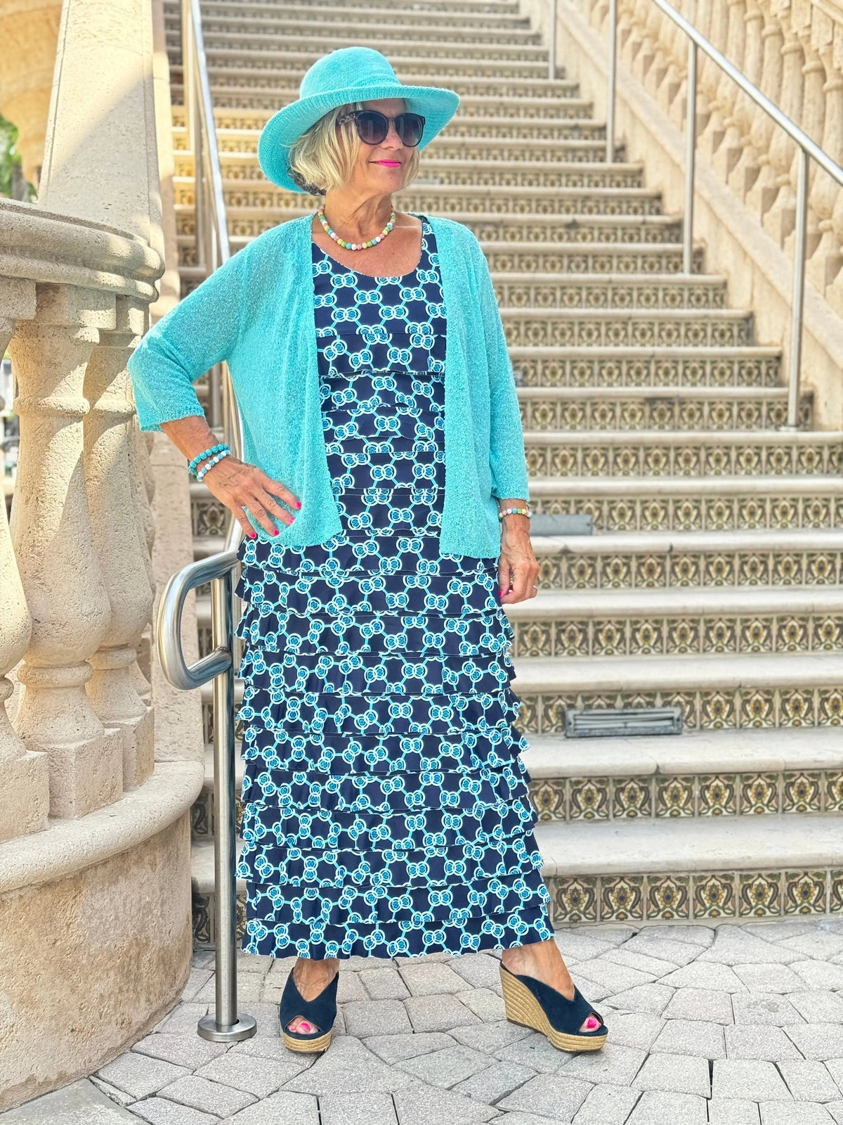 BLUE MEDALLION CHA CHA MAXI DRESS