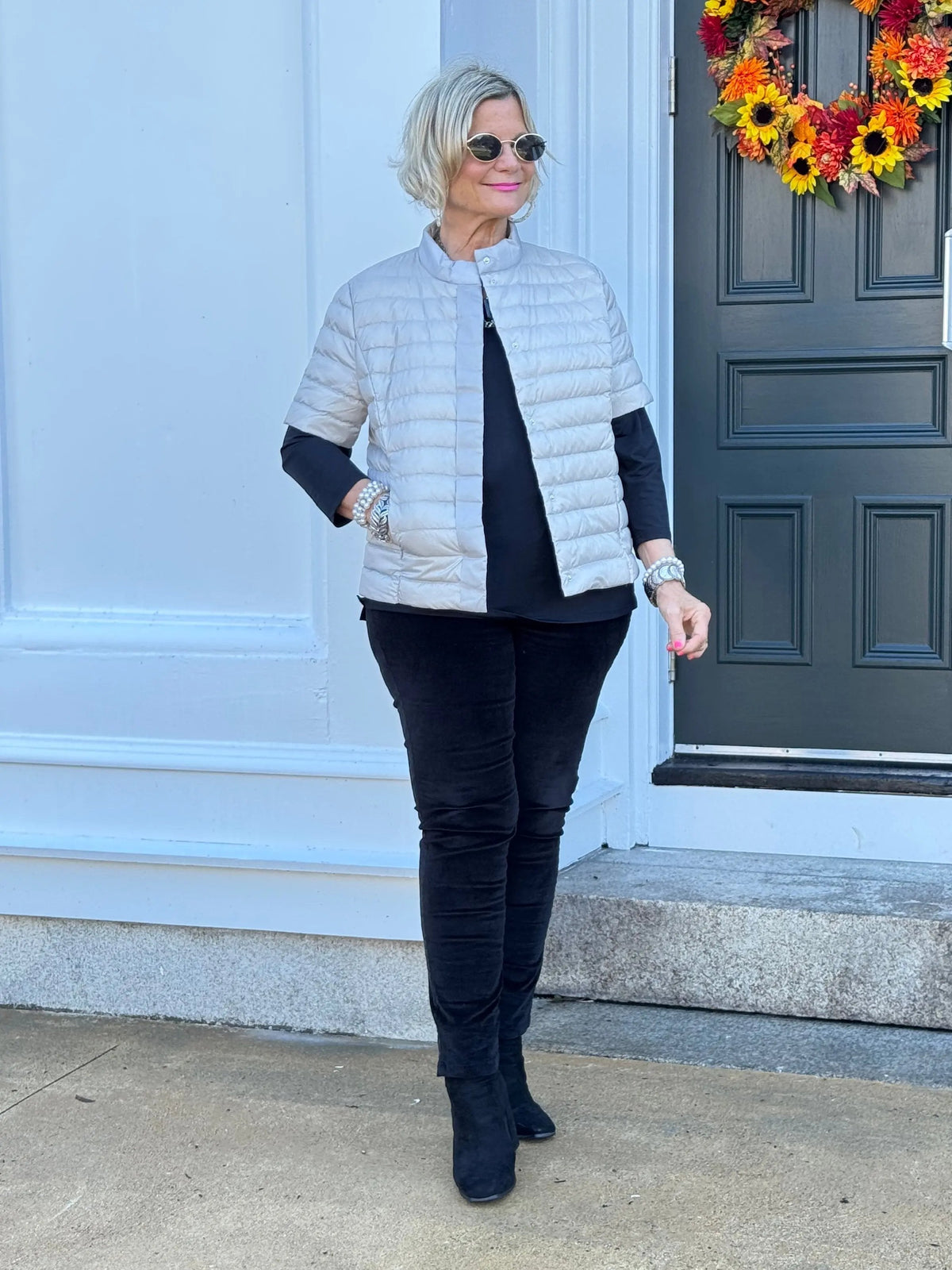 LULU-B SILVER SHORT SLEEVE PUFFER JACKET